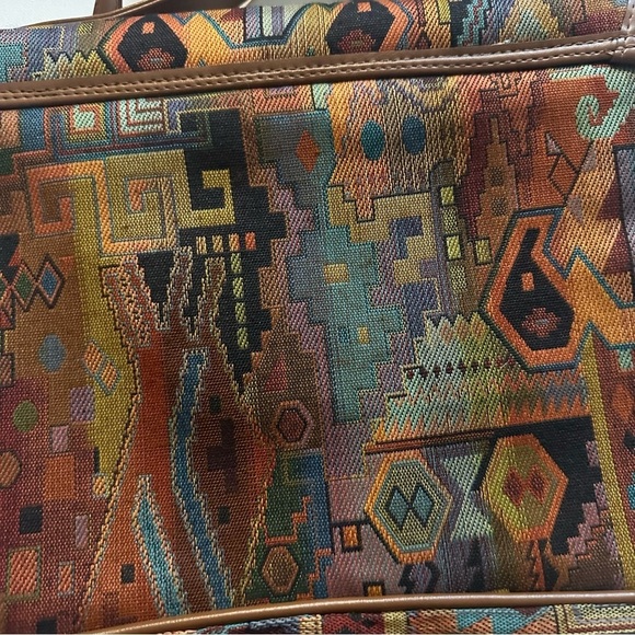 Vintage Abstract Aztec Tapestry Multicolor Patterned Women's Crossbody Clasp Bag - Picture 10 of 13